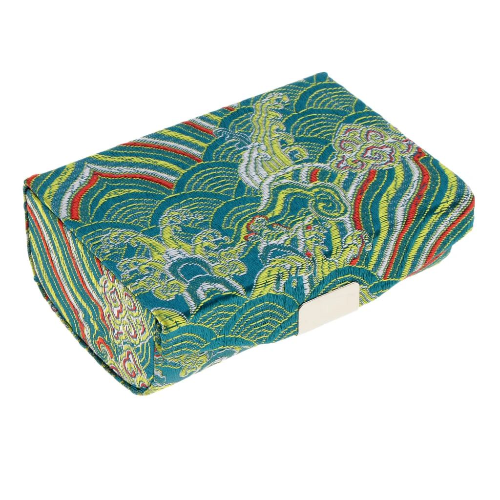 Retro Brocade Embroidered Chinese National Costume Design Lipstick Jewelry Case Holder Box With Mirror- Holds 2 Lipsticks