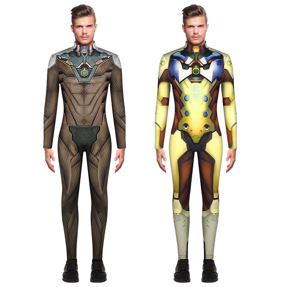 Adult Men Overwatch Cosplay Costume Suit Zentai Bodysuit Full Body Jumpsuit Halloween Party Cosplay Game Costume