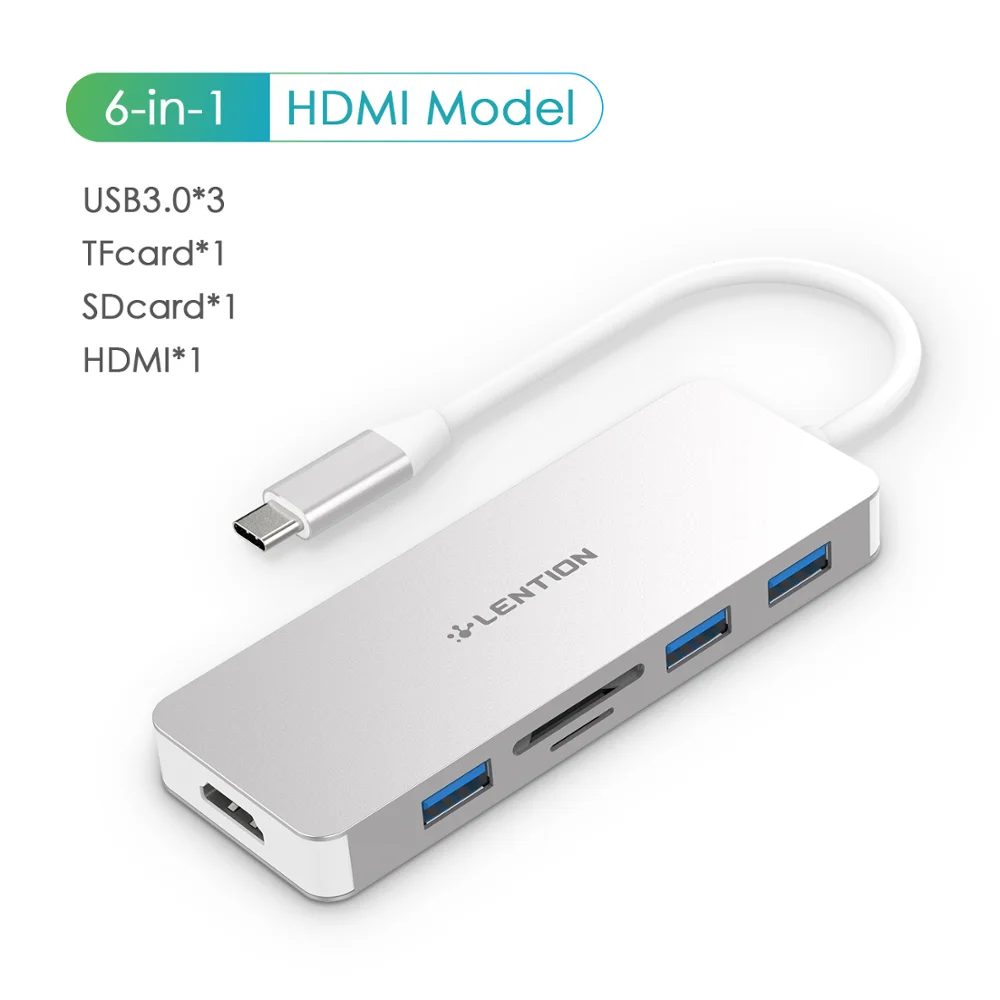 Thunderbolt 3 док usb type C к HDMI концентратор адаптер для MacBook samsung Dex Galaxy S10/S9 USB-C конвертер SD/TF карт - Цвет: 6 in 1 silver