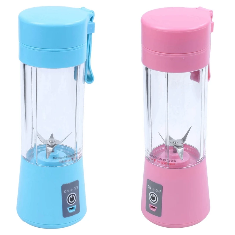 

2 Pcs USB Juicer Cup, Mobile Juice Mixer, Household Fruit Mixer - Six Blades, 400Ml Fruit Blending Machine with USB Charger Cabl
