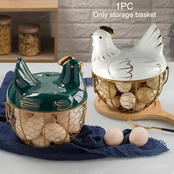 

Ceramic Holder Eggs Storage Basket Fruit Basket Collection Hen Oraments Decoration Kitchen Storage Large Capacity