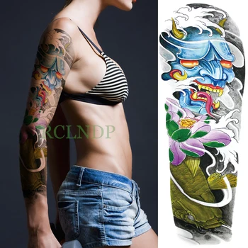

Waterproof Temporary Tattoo Sticker prajna Lotus flower full arm fake tatto flash tatoo sleeve large size for men women lady