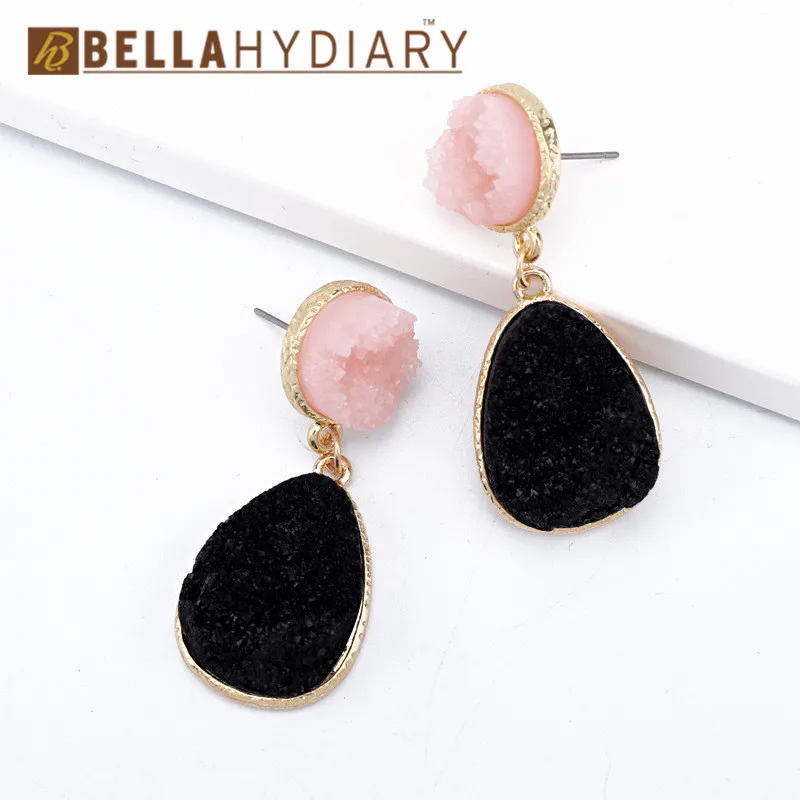 11 Bijoux необычные серьги из смолы Druzy, большие геометрические Висячие серьги для женщин, ювелирное изделие, массивные серьги Mujer Moda Ohrringe - Окраска металла: 11