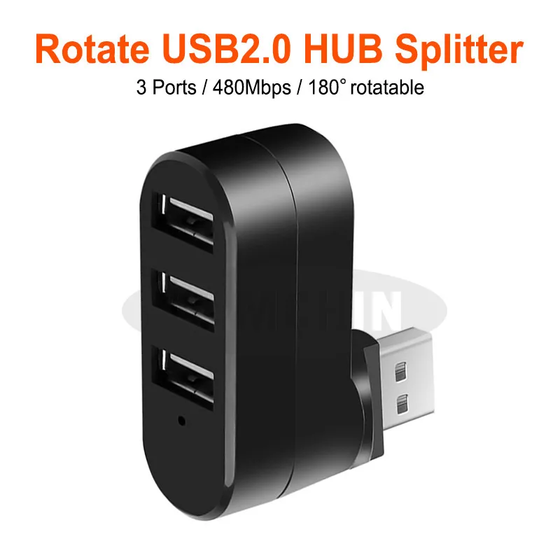 

Mini Rotate 3 Ports USB Hub to USB 3.0 + 2 USB 2.0 Splitter Adapter Charging For PC Laptop Computer HUB USB Adapter