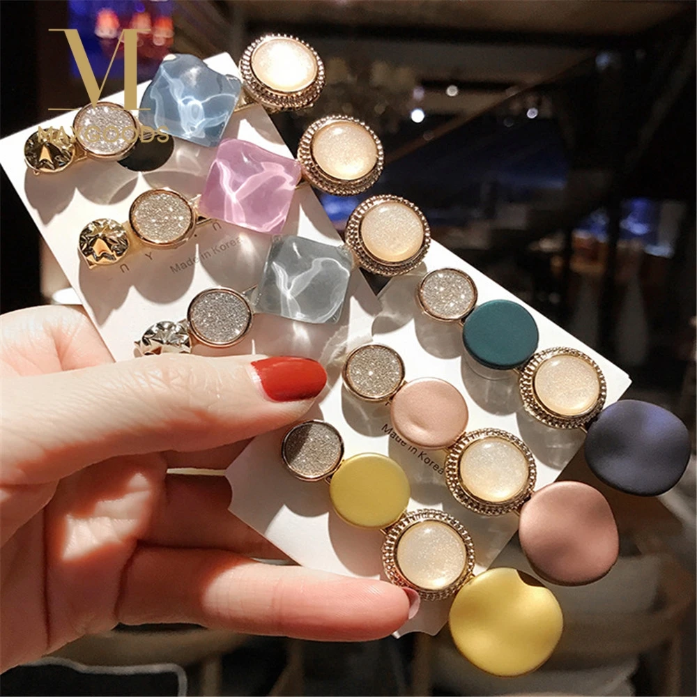 

New Korean Fashion Barrettes Hairpins for Women Girls Colorful Beads Hair Clips Wedding Party Geometric Hair Styling Accessories