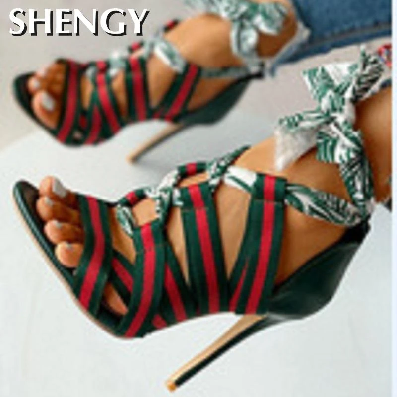 lace up colorful heels