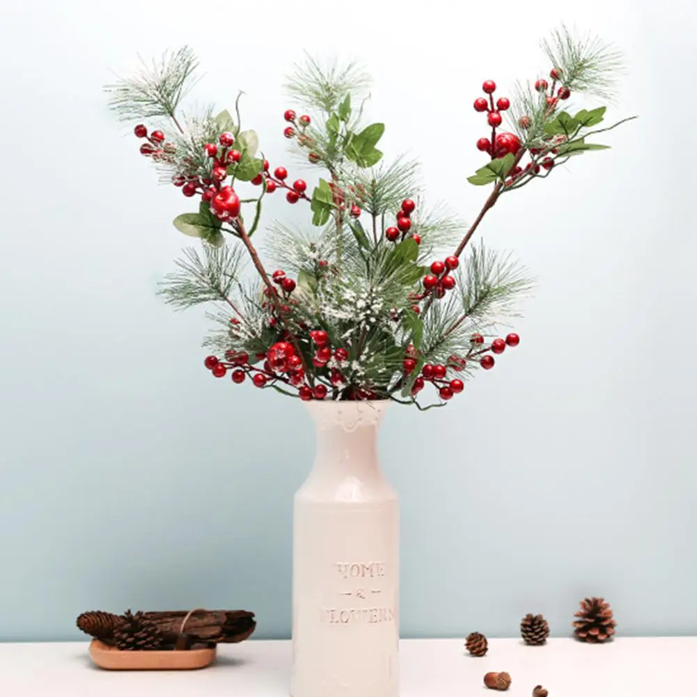 AsyPets искусственные красные ягоды сосновые ветки украшения для поделки на Рождество вечерние домашний декор