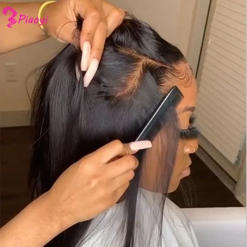

Piaoyi Straight Lace Front Human Hair Wigs Pre Plucked Hairline 4X4 Lace Closure Wig 360 Lace Frontal Wig Brazilian Remy Wigs
