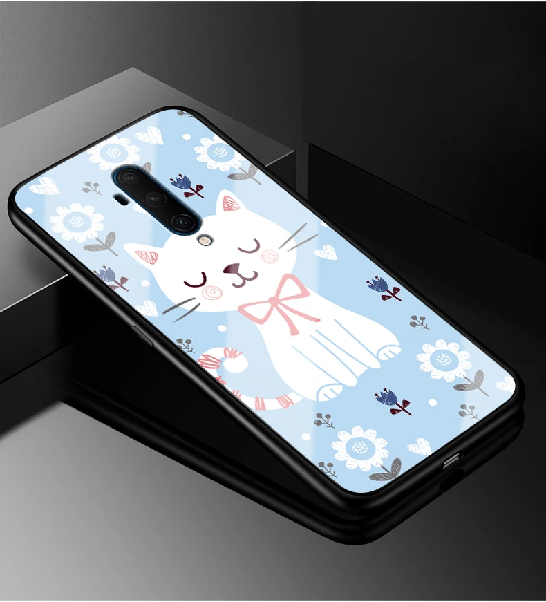 34 Для Oneplus 7T чехол One plus 7T Pro PC Пластиковый стеклянный чехол для телефона черный ТПУ бампер чехол для Oneplus 7T Pro 7TPro закаленное покрытие - Цвет: 34