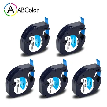 

5PK Label Tape For Dymo LetraTag 91205 91225 91335 Labels 12mm Black on Blue Label Tape For Dymo LetraTag LT-100H Label Maker