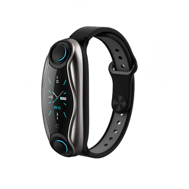 Black T90 TWS Bluetooth наушники-вкладыши 2 в 1 BT 5,0 смарт-браслет для мужчин и женщин Android IOS часы вызова фитнес-браслет наушники-вкладыши - Цвет: Black