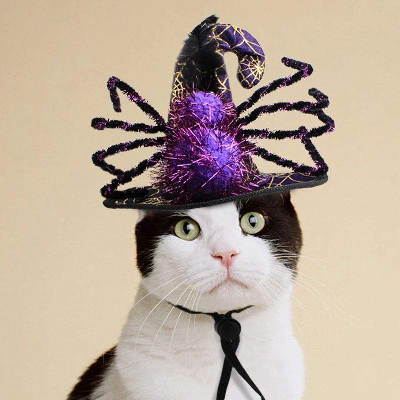 Хэллоуин Волшебная Шляпа ведьмы Pet Wizard Spider cap для кошки собаки вечерние украшения MDJ998