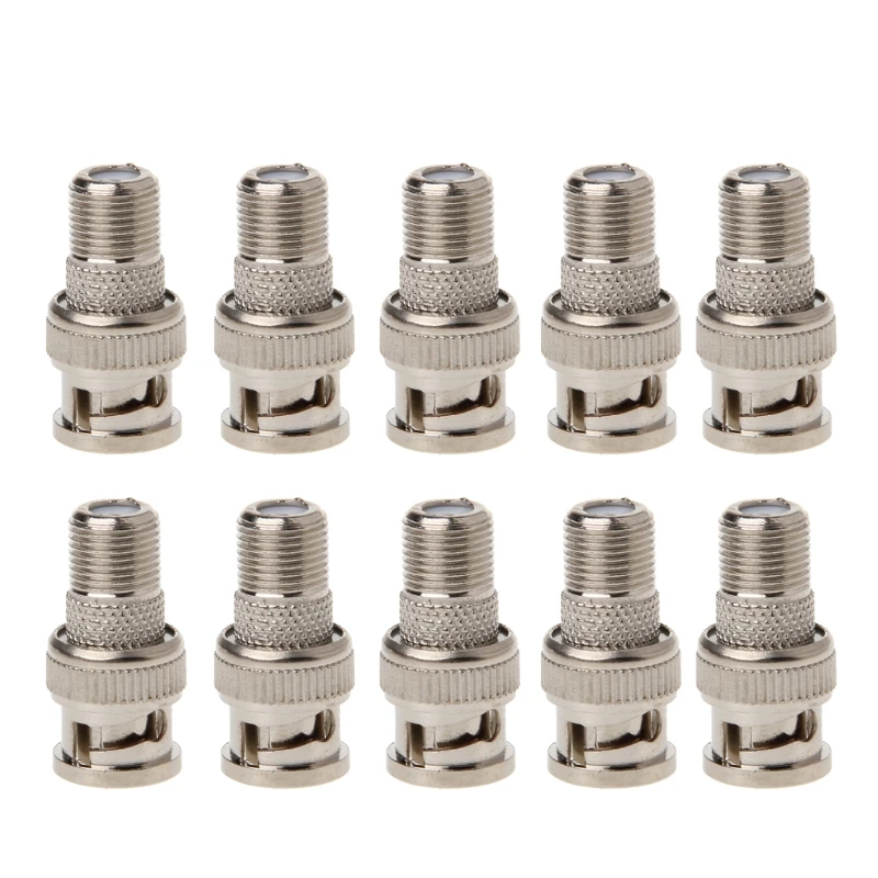 10Pcs/Set BNC Male Plug To F Female Jack Coax Connector Adapter For CCTV Camera E65A
