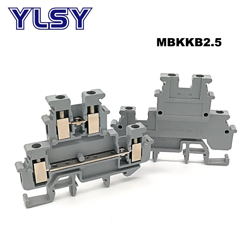 10/15/50 шт. Din rail dual row клеммные колодки MBKKB2.5 винт провода электрического двойной