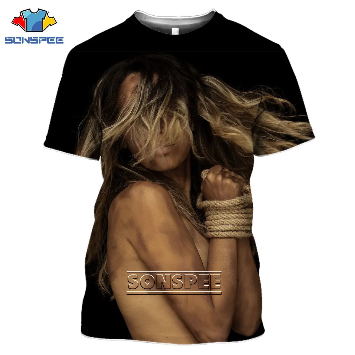 SONSPEE 3D Sexy Nude Printed T-shirt Summer Otaku Car Model Hip Temptation Casual Fashion Wild Oversize Men's Women's Clothing