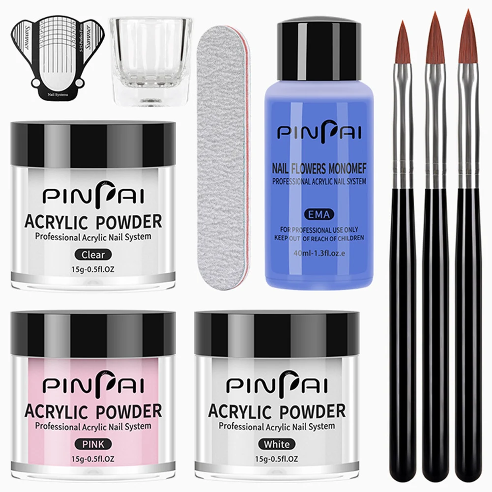 Nail Acrylic Powder And Liquid Monomer Set With Manicure Tool Strong