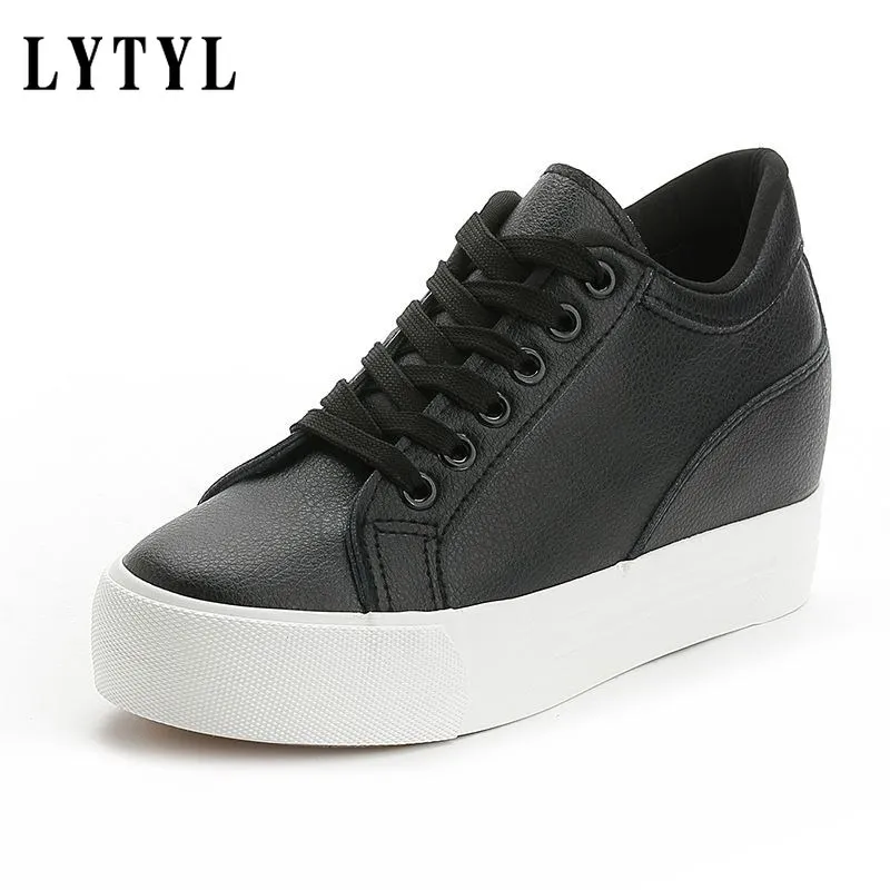 

Women Breathable Sneakers increased Platform Shoes Casual Footwear Leisure Leather White Shoes Women's Vulcanize Shoes AG-149