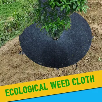 

10pcs Weed Control Fabric Landscape Mulch Outdoor Garden Block Non Woven Degradable Ground Cover Tree Orchard Barrier Mat Round