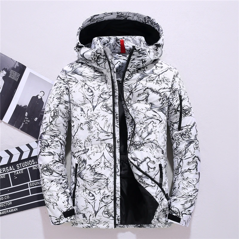 Chaqueta de plumón de pato para hombre, prendas de vestir de camuflaje, Parkas gruesas con capucha, chaquetas rompevientos informales para hombre