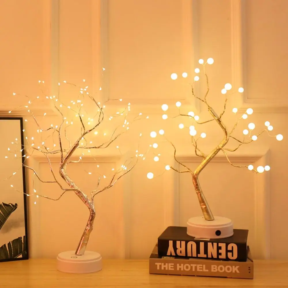 

Touch Switch Tree Night Light USB PC Portable LED LED Night Light Colorful Decoration Gift Copper Wire LED USB Table Lamp Base