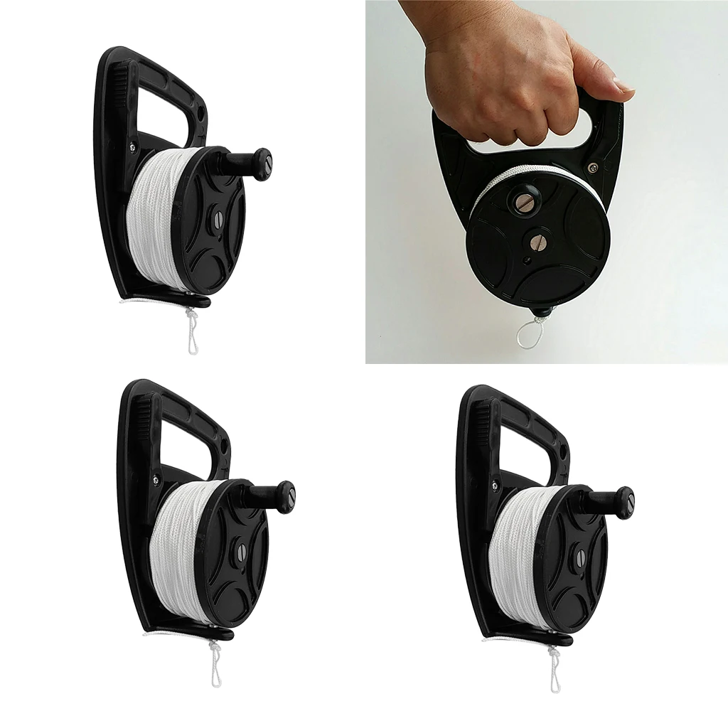 

3pcs Scuba Diving Wreck SMB Dive Reel With Handle And 150ft Line Black