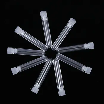 

10PCS 12x60mm Lab Clear Plastic Test Tube Round Bottom Tube Vial with Cap Office Lab Experiment Supplies