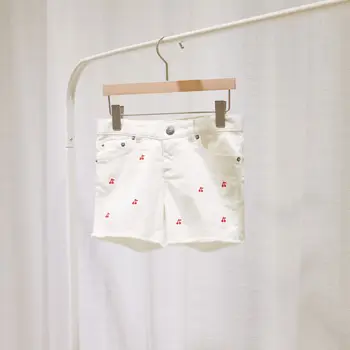 

Pre-sale 2020 April 15th girls shorts embroidery red cherry pattern girls short white girls shorts
