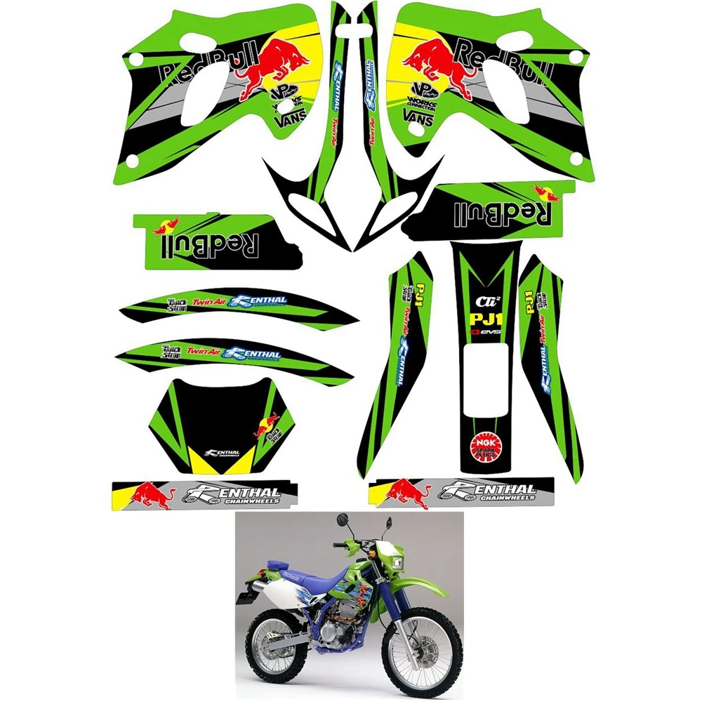 

For KAWASAKI KLX250ES 1993 - 1997 Graphics Decals Stickers Custom Number Name 3M Full Motorcycle Backgrounds Accessories