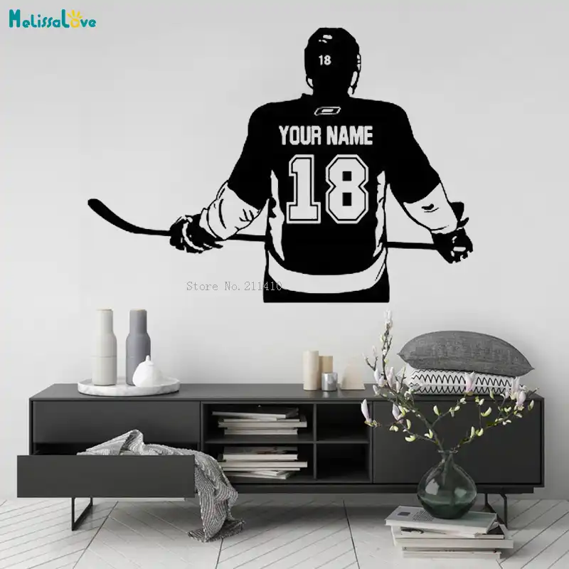 Vinyl Wall Decals Home Decor Art Sticker Hockey Playersport Custom Name And Number Boys Room Removable Murals New Design Yt2475 Wall Stickers Aliexpress