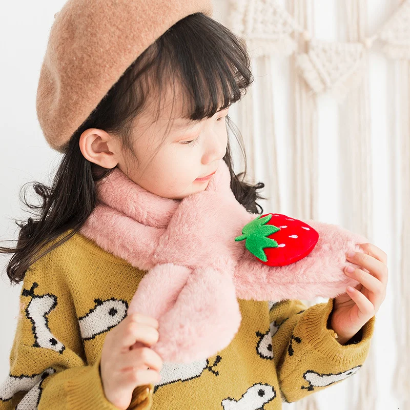 

Baby Scarf Winter Lint Children Scarf Keep Warm Child Neck Set Cartoon Male Girl Neck Protecting Set VELVET SCARF