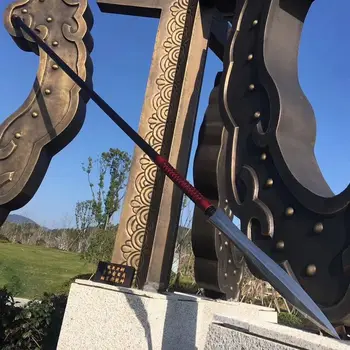 

Handmade WUSHU spear sword Folded vein steel blade temper lance Jian Saber