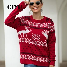 #Special Offers GIYU O Neck Elk Printed Patchwork Knitted Sweater Loose Autumn Winter Jumpers Christmas Pullover sueter mujer invierno #Special Offers GIYU O Neck Elk Printed Patchwork Knitted Sweater Loose Autumn Winter Jumpers Christmas Pullover sueter mujer invierno