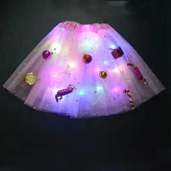 

1PC Christmas Girls LED Light Up Tutu Skirt Neon Colorful Luminous Party Dance Dress Festival Cosplay Costume Stage Wear
