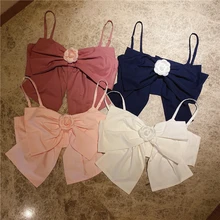 Girls Lady's Bohemian Flower Bow Tank Top 2020 Spring Summer Sweet Outer Wear Underwear Camisole Top Women's Sexy Tops