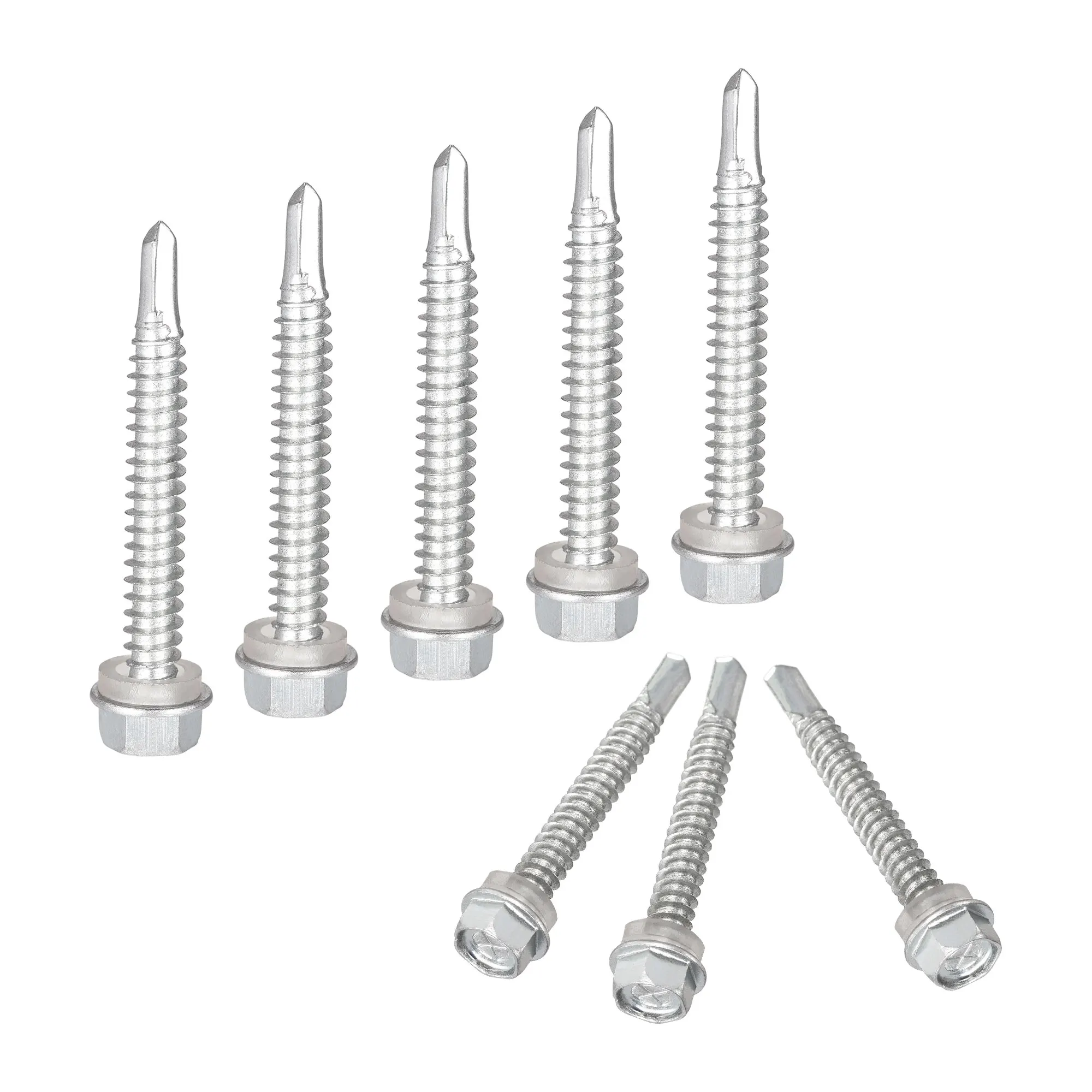 Uxcell Hex Washer Self Drilling Screws, 1/4 x 2" Carbon Steel Hex