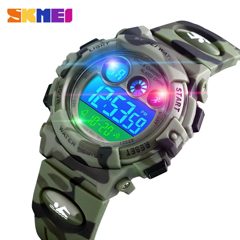 SKMEI Sport Kids Watches Young And Energetic Dial Design Waterproof 50M Colorful LED EL Lights relogio 1