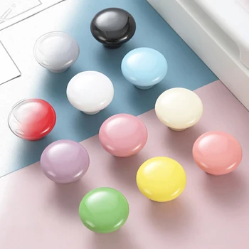 Candy color Ceramic Round Furniture Door Drawer Cabinet Wardrobe Pull Handle Knobs furniture Hardware Modern Kitchen Handle