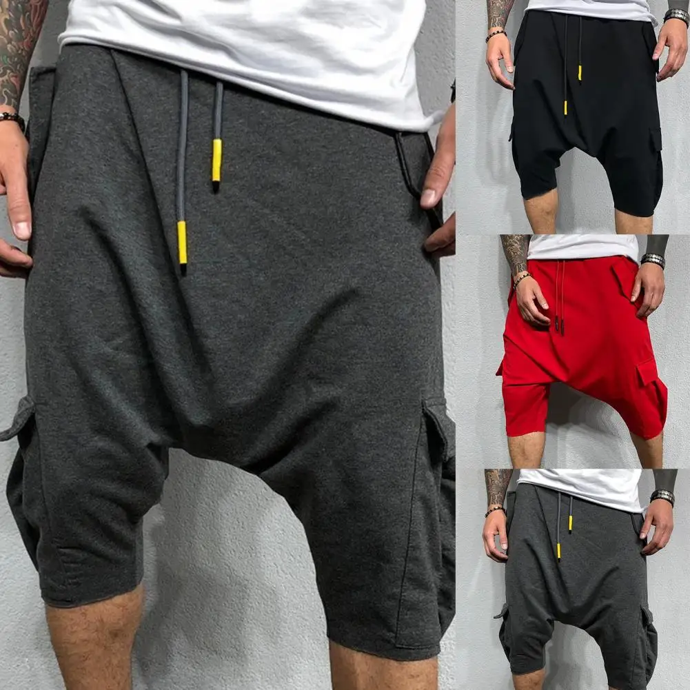 Men Harem Pants Men Harem Pants Adjustable Micro-elastic Soft Cotton Blend Low Crotch Cargo Trousers Summer Men's Clothing