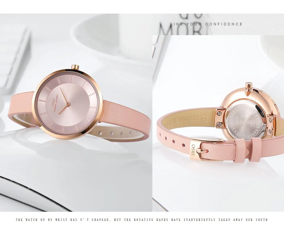 IBSO женские кварцевые часы, простые водонепроницаемые часы, модные часы Montre Femme, женские кварцевые кожаные водонепроницаемые наручные часы