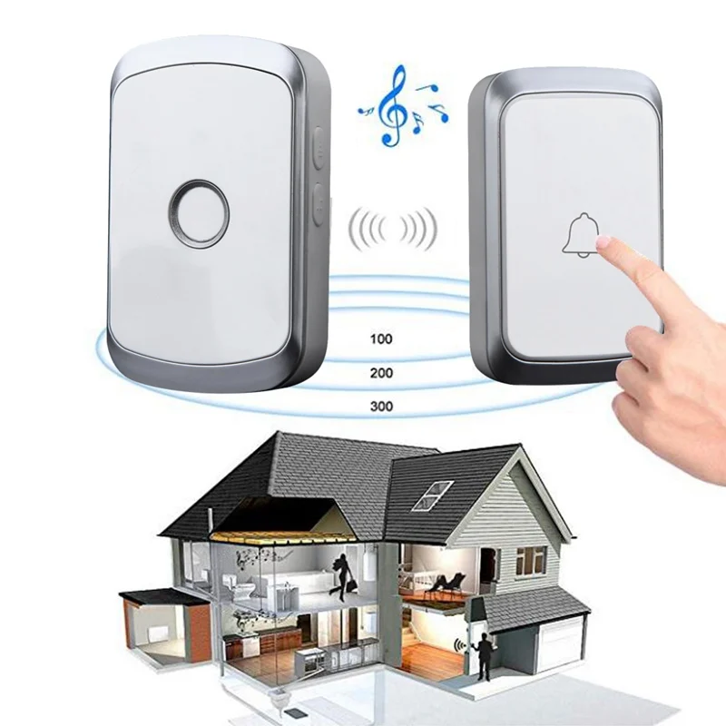 

A20 Wireless Waterproof Doorbell AC 100 240V 300M Range Cordless Door Bells With 36 Chimes Home Office Security UK Plug