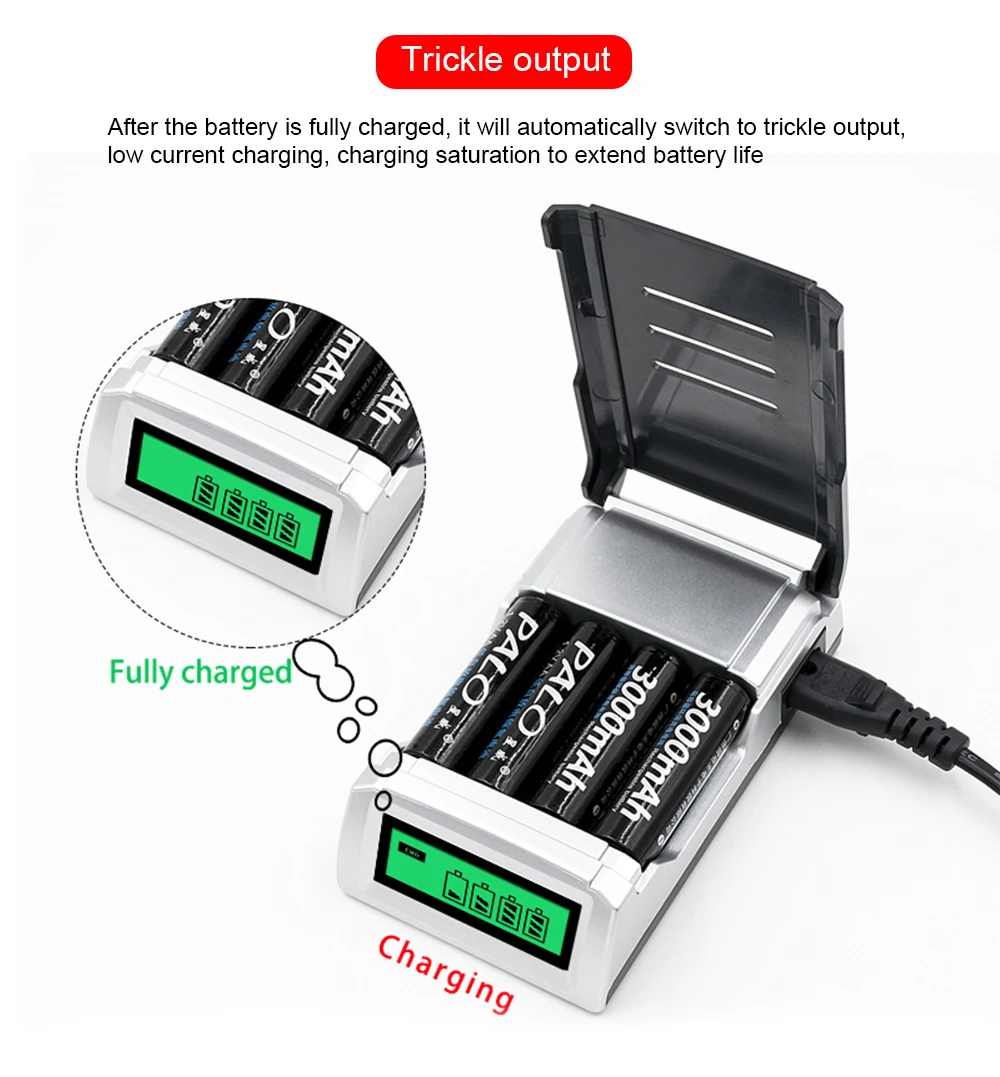 AA, AAA, Carregador de Bateria Recarregável
