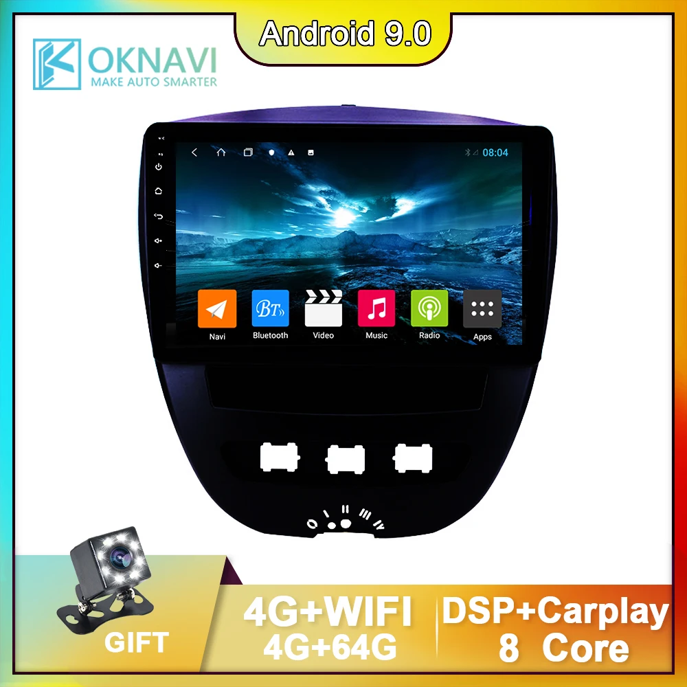 

Car Radio For Peugeot 107 Toyota Aygo Citroen C1 2005-2013 Smart Multimedia Video Player Stereo GPS Navigation 4G Wifi DVR OBD