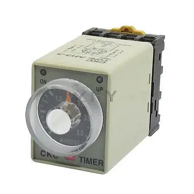 

AH3-3 380VAC Power On 0-3 Minutes Delay Timer Time Relay + Black Base
