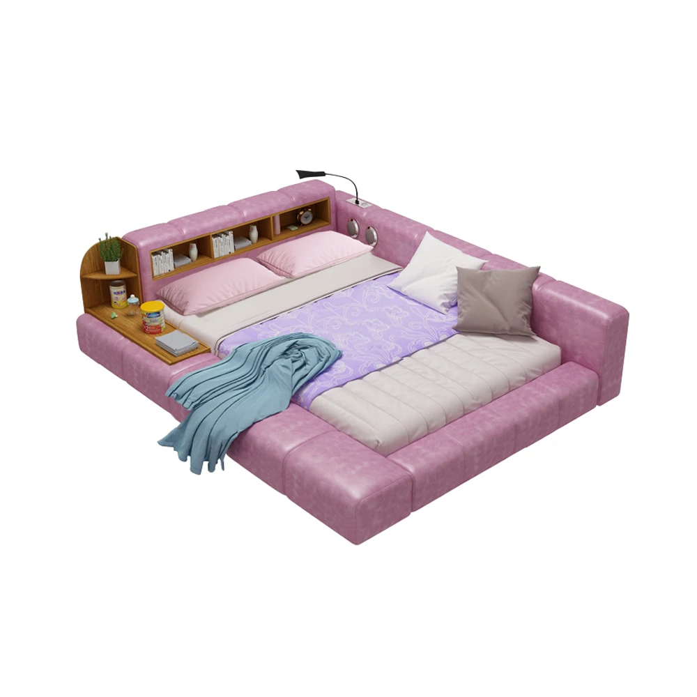 Smart bed frame camas bedroom furniture кровать двуспальная lit beds سرير muebles de dormitorio мебель speaker bluetooth LED
