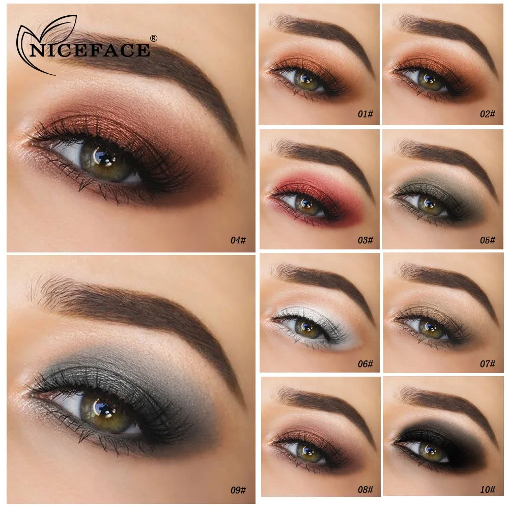

NICEFACE20 Makeup Stick Black Eyeshadow Easy To Color Waterproof and Not Blooming Glitter Pallete Matte