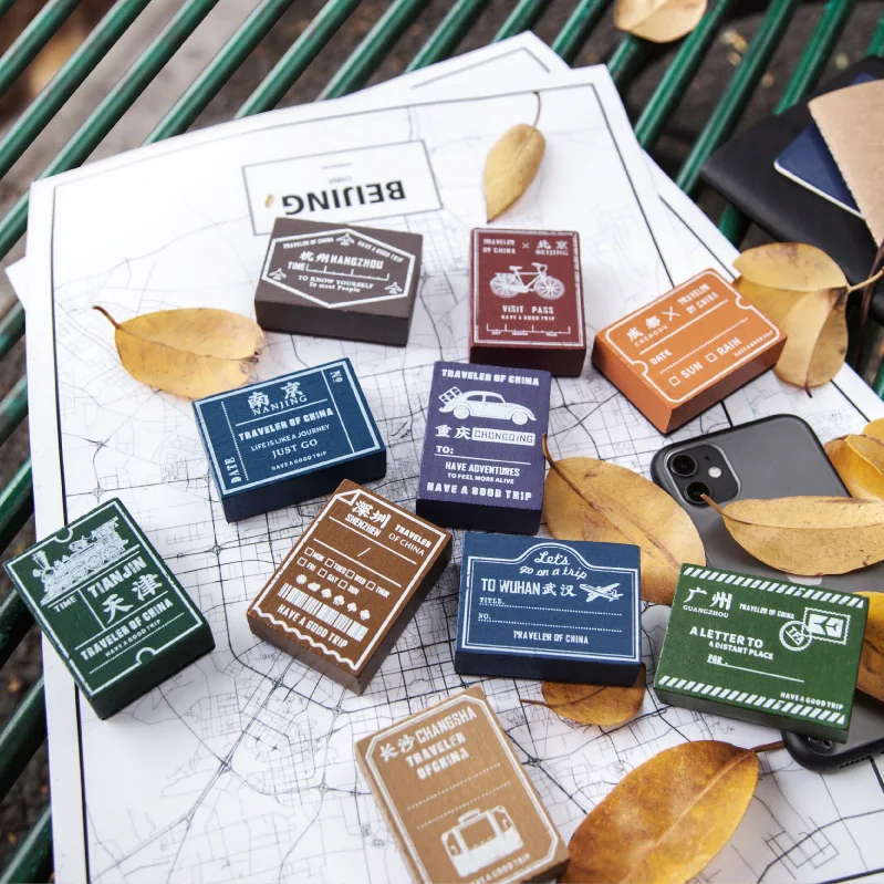 

Vintage Wooden Handle China City Series Stamp DIY Wooden Rubber Stamps for Scrapbooking Stationery Scrapbooking Standard Stamp