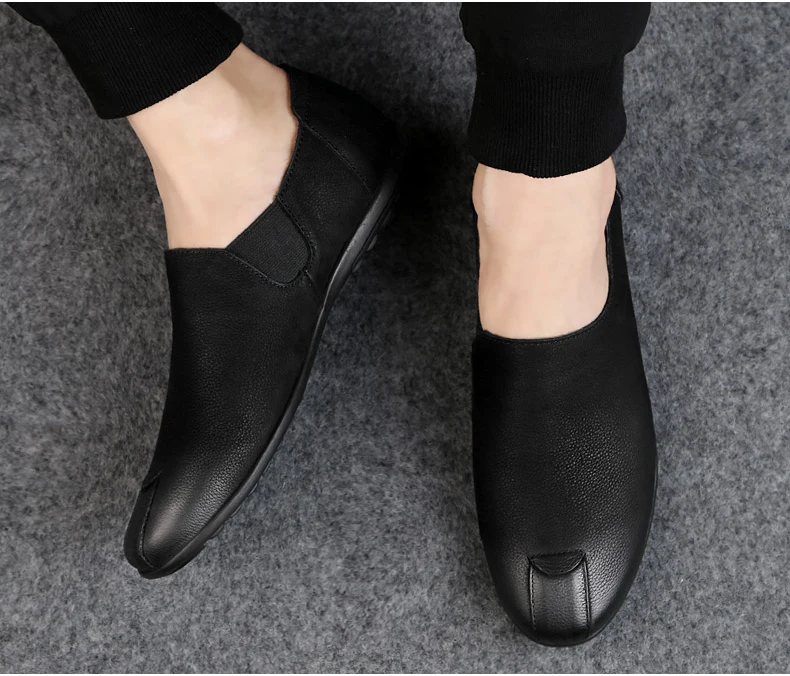 YOUQIJIA/Удобная мужская повседневная обувь из натуральной кожи; Chaussures; Мужская обувь без застежки на плоской подошве; Мужская обувь; zapatos hombre