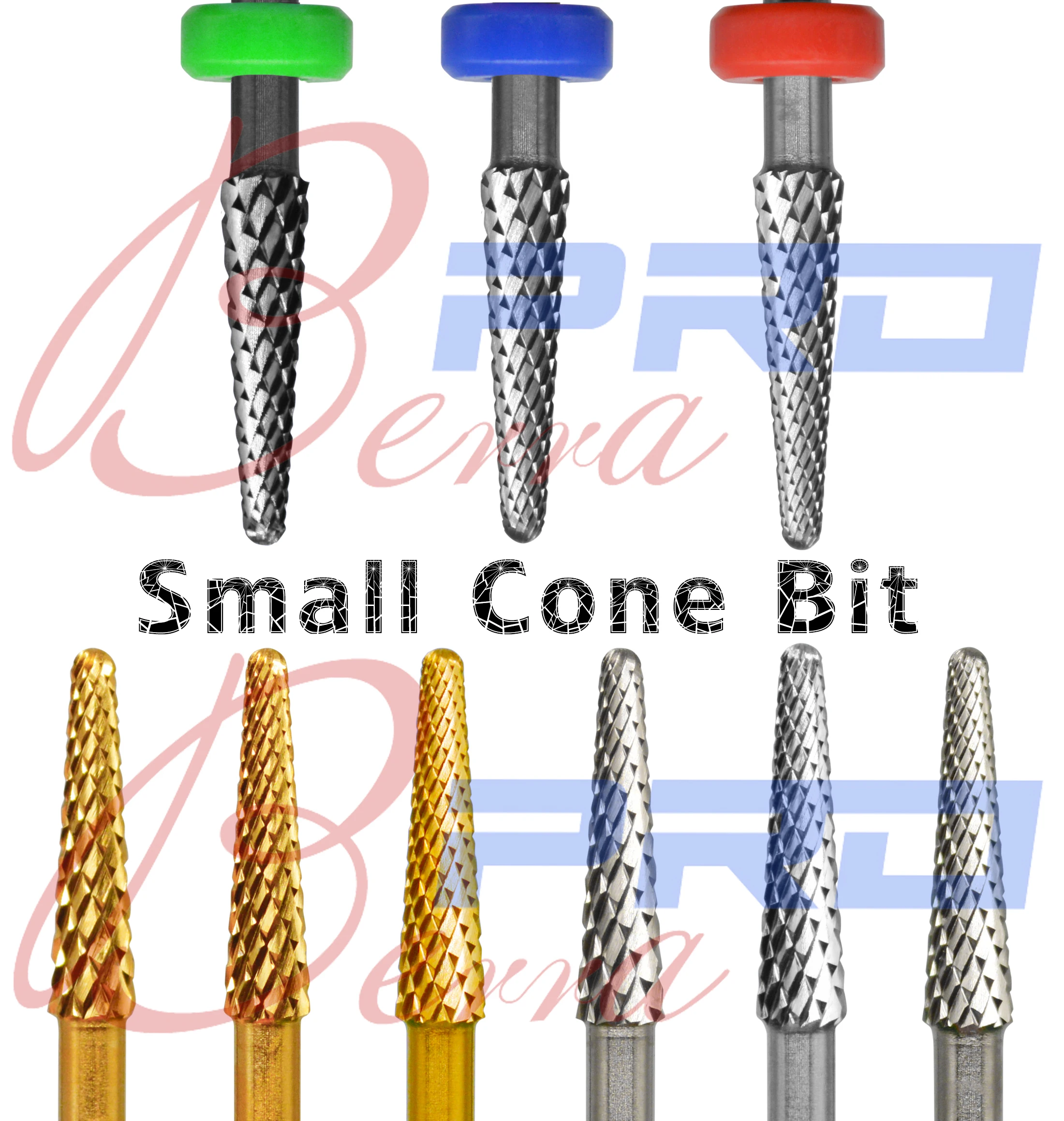 

Proberra Small Cone Gold Silver Cuticle Tungsten steel Carbide Clean Safety nail drill bit file Burr dead skin manicure pedicure
