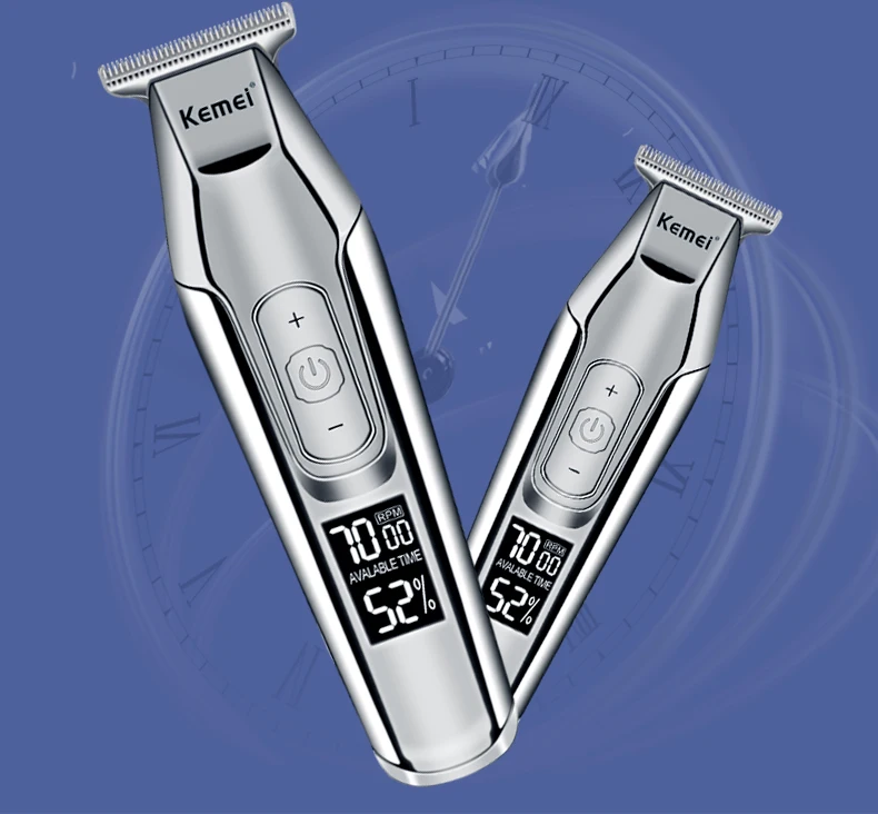 Профессиональная машинка для стрижки волос Kemei, ЖК-дисплей, 0 мм, триммер для бороды, волос для мужчин, машинка для стрижки волос, электрическая машинка для стрижки