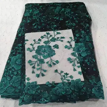 

New items Wholesale good quality african net lace embroidery stones women wedding dress green